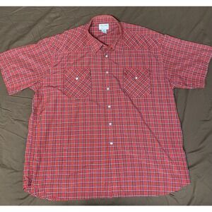 Foxfire Men's 2X Big Short Sleeve Two Pocket Plaid Sport Shirt Red